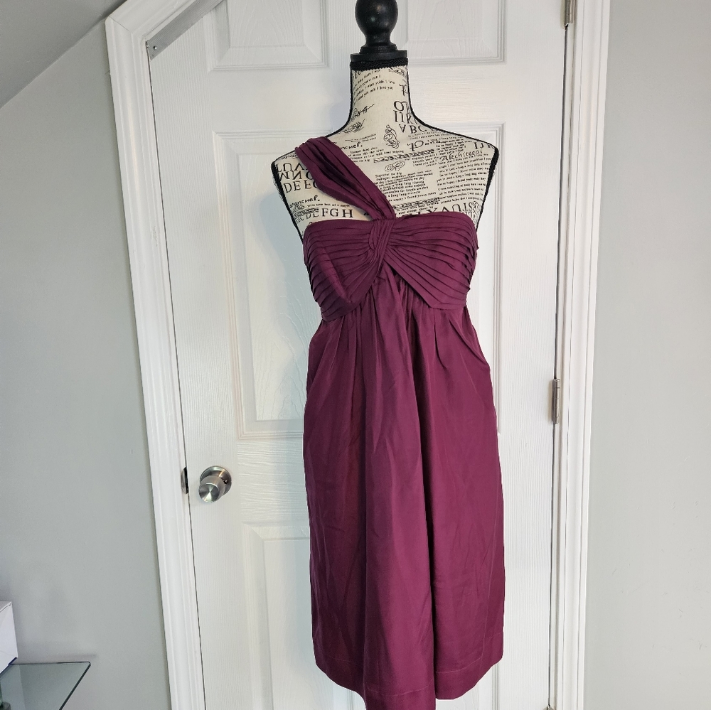 BCBGMaxAzria dress in plum color with one strap size large NWOT
